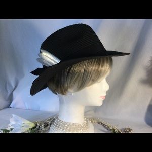 Scala Black Fedora Classic Hat Ribbon & Bow COOL!